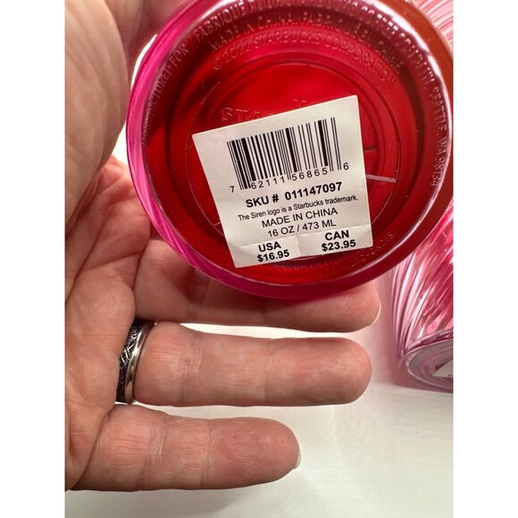 Starbucks Pink Swirl Tumbler 16 Oz / 473 Ml - Reusable Plastic Cup With Lid - Li - Picture 6 of 6